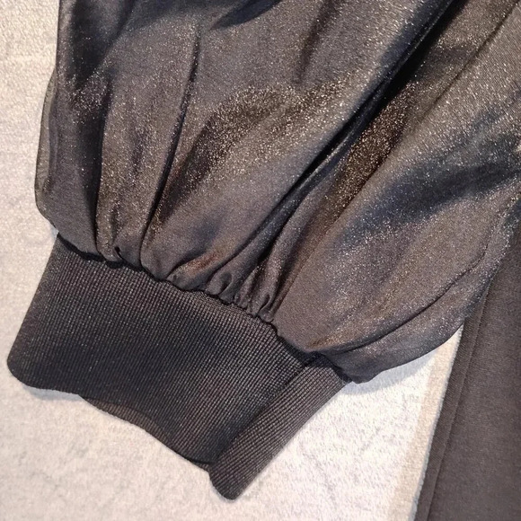 Ted Baker (London) NWOT Black Blouse Sheer 3/4 Balloon Sleeve Mock Neck  Size 2 - Picture 6 of 12